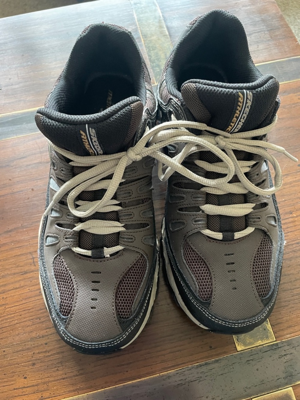 Skechers Men's Brown and Beige Athletic Lace-Up Sneakers